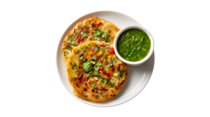 Delicious Vegetable Pancakes with Green Sauce Savory Indian Food