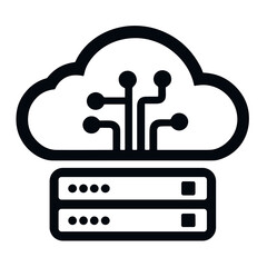 Cloud server vector image with connections on transparent background for data infrastructure and cloud computing concept