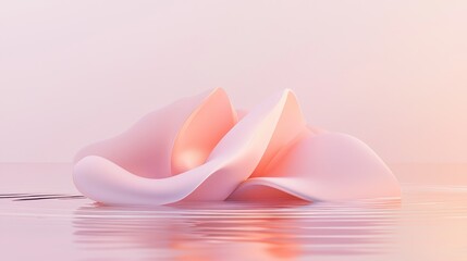 Abstract, sculptural form of soft, pale pink.