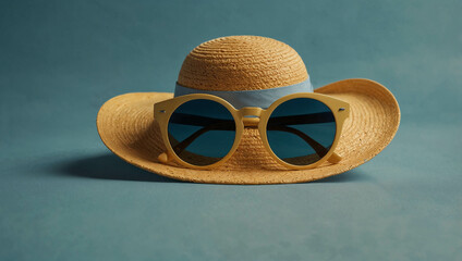 Creative summer copy space layout on pastel background. Minimal abstract tropical, summer and travel concept.