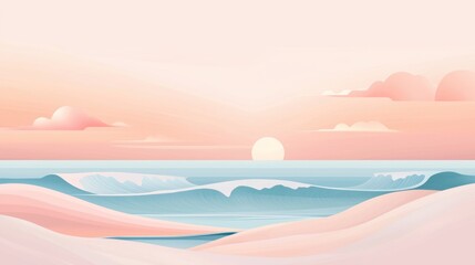 Pastel sunset over a gentle ocean wave.