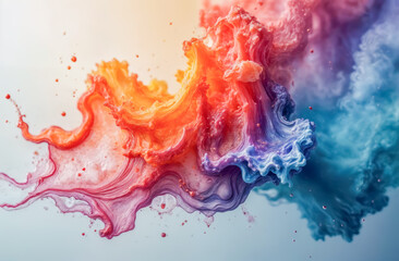 Vibrant fluid colors blend in a mesmerizing abstract display showcasing motion and creativity in an artistic composition