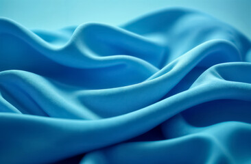 Soft blue fabric draping gracefully under soft light in a serene setting