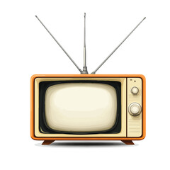 Vintage TV with Antenna Electrical Equipment Vector Illustration for Retro Technology Design