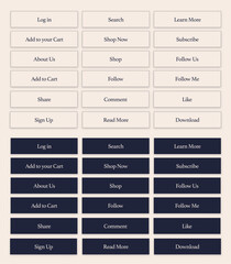 Set of minimal vector call to action buttons. Boho modernist style buttons with natural organic neutral soothing colors for beauty, cosmetics, skin care products, body care, spa, wellness.