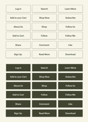 Set of minimal vector call to action buttons. Boho modernist style buttons with natural organic neutral soothing colors for beauty, cosmetics, skin care products, body care, spa, wellness.