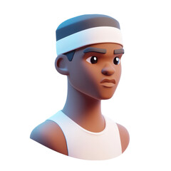 Sculpted Portrait of a Determined Athlete: A Digital Rendering of Strength, Fitness, and Masculine Confidence in a Young, Focused Character