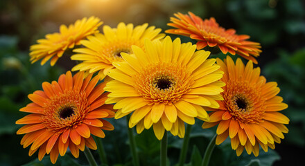 Radiant Gerbera Daisies A Bouquet of Sunshine Joy and Vibrant Color in a Spring Garden Display