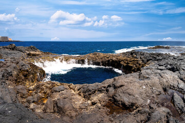 The Bufadero de La Garita is a coastal volcanic formation located in the municipality of Telde, Gran Canaria.
