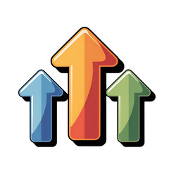 Three Colorful Upward Arrows Representing Growth and Progress