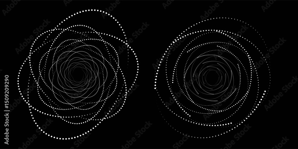 Poster halftone circular dotted frames set. circle dots texture isolated on white background. spotted spray