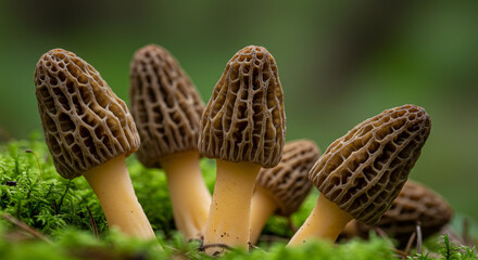 Exquisite Morel Mushrooms in Verdant Moss a Fine Dining Delight Foraging Harvest Nature s Bounty