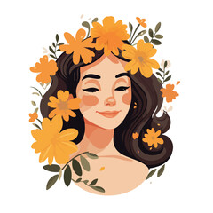 Professional Women with Flower Avatar Cartoon Character Vector Illustration for Marketing Campaigns