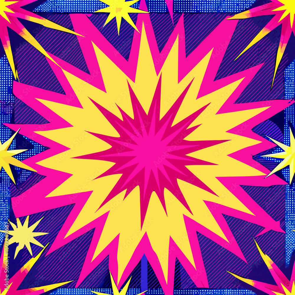 Poster bright colorful seamless vector pattern with abstract star shapes