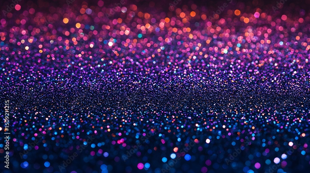 Poster multicolored glitter background with bokeh effect.