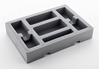 Gray foam tray with compartments