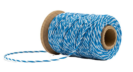 Blue and white twisted string twine cord on spool for gifts crafts and decorations Rustic style yarn