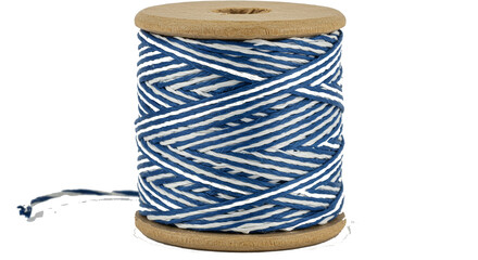 Blue and white striped twine on a wooden spool craft supplies string cotton baker s twine crafting