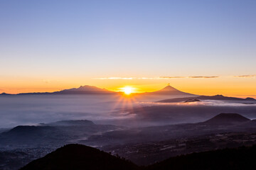 Sunrise Over Mountains with Misty Landscape
