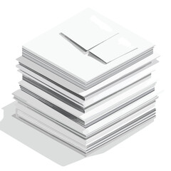 Professional office document stack with shadow vector illustration for business presentations