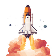 Obraz premium Illustration of a Modern Space Rocket Launching in Outer Space: Advanced Space Technologies Concept for Scientific Exploration and Discovery