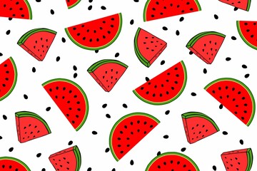 seamless pattern with watermelon, watermelon seamless pattern, watermelon icon, watermelon seeds icons, watermelon wallpaper, background, summer tropical background, summer seamless pattern 