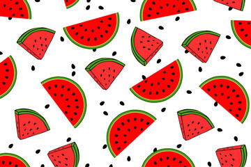 seamless pattern with watermelon, watermelon seamless pattern, watermelon icon, watermelon seeds icons, watermelon wallpaper, background, summer tropical background, summer seamless pattern 