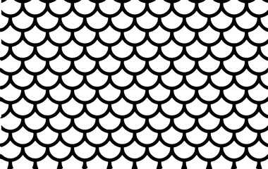 Black and white seamless mermaid scale pattern