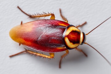 A cockroach on a white surface