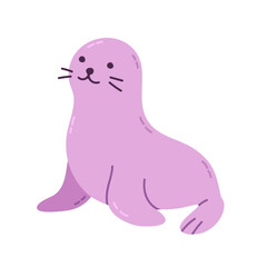Fototapeta premium Smiling purple seal with soft rounded features, ideal for children’s ocean-themed designs and educational projects