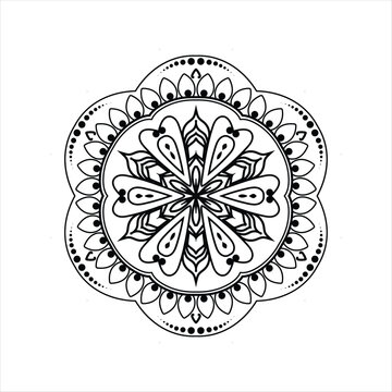 Easy Mandala Black and White Circle Outline - Mandala Coloring Pages for Adults and Kids - Simple Mandalas Artwork Vector