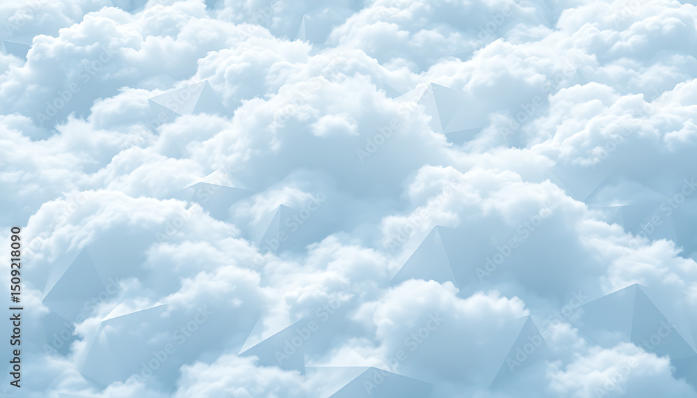 Aufkleber abstract illustration of a cloudy sky and geometric structures with a soft gradient blue and white p