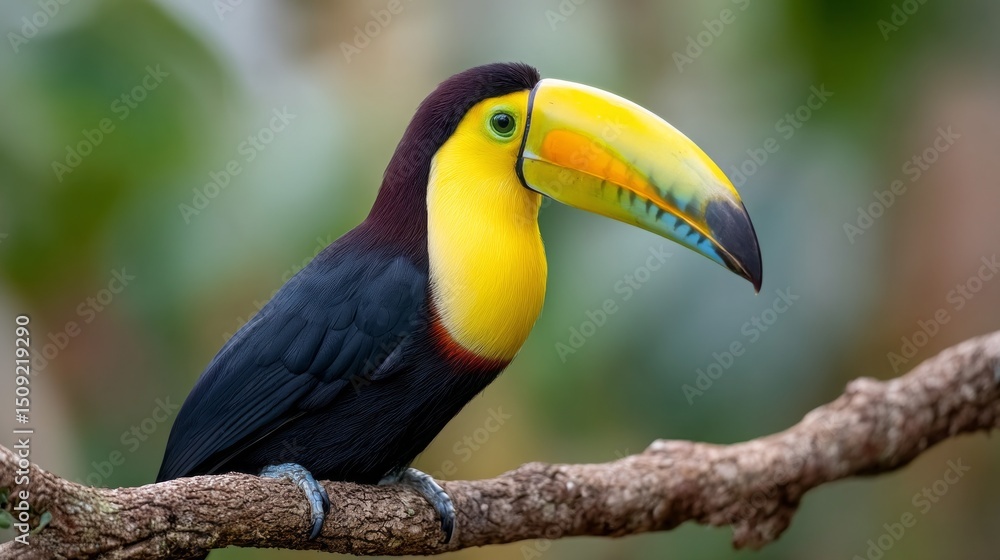 Aufkleber a colorful toucan rests on a branch, showcasing its prominent beak and vivid plumage. surrounded by 
