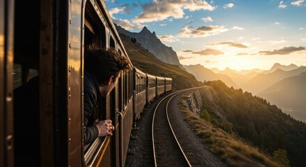 Sunset Mountain Train Journey: A Breathtaking View
