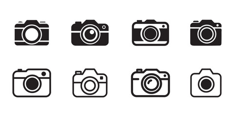 camera icon set vector illustration on white background, photo camera vector icon set illustration