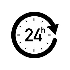 24h icon vector on black colour