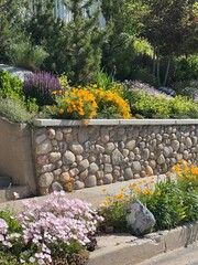 beautiful xeriscape flower garden in Salt Lake City, Utah