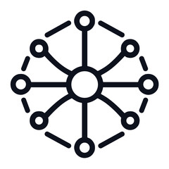 Neural network node vector icon on transparent background for tech startup and innovation branding concept