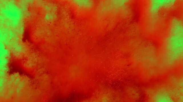 Vibrant explosive abstract color burst animation, transparent 4K video, green screen
