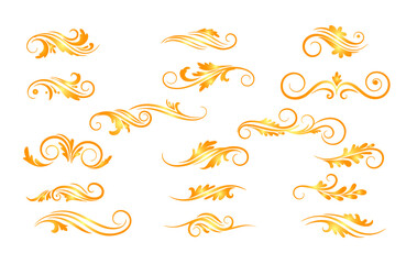 Fototapeta premium Golden Floral Swirls A Collection of Elegant Vector Ornaments