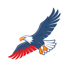 Majestic bald eagle in flight patriotism symbol