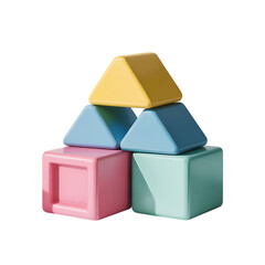 Fototapeta premium A charming pastel blocks arranged building a playful structure childhood on transparent background