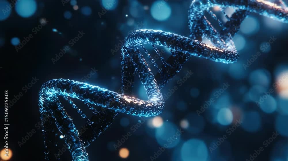 Poster a high-magnification view of two strands of dna twisted together, highlighting their molecular struc