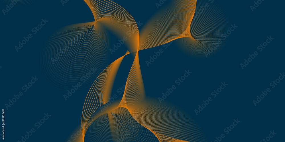 Poster Light and bright glowing blend line curve wave seamless pattern dynamic color design element, modern background with line wavy smooth blend and particles abstract simple creative geometric design.