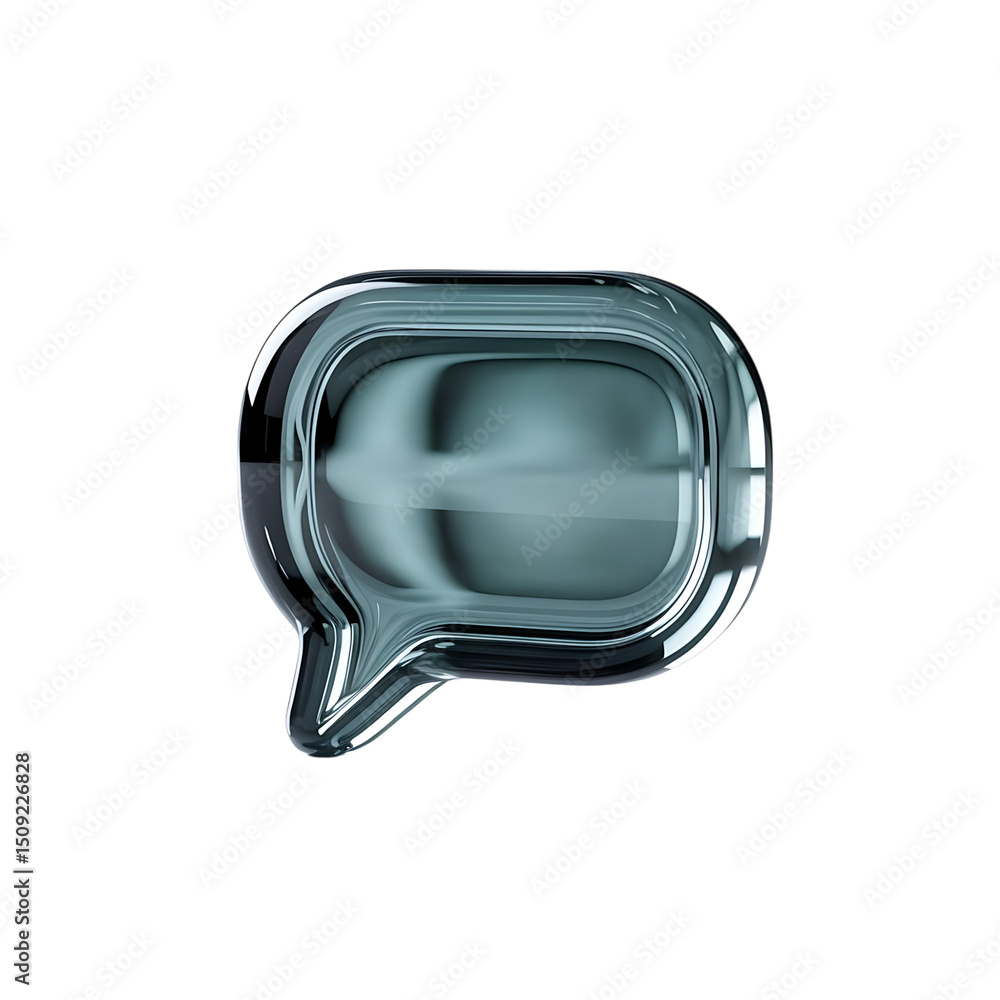 Poster a sleek futuristic speech bubble shimmering with possibility in a digital on transparent background