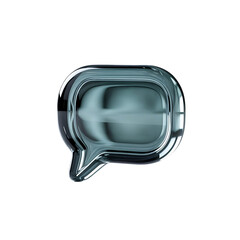 A sleek futuristic speech bubble shimmering with possibility in a digital on transparent background