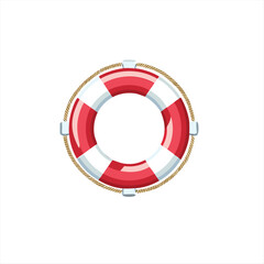 Red and white life preserver ring buoy safety equipment