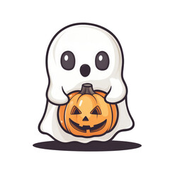 Minimalist Vector Halloween Ghost Fill  isolated on a transparent background