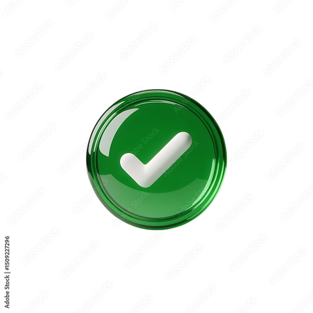 Aufkleber affirmation and validation a glossy green check mark emblem shines against on transparent background