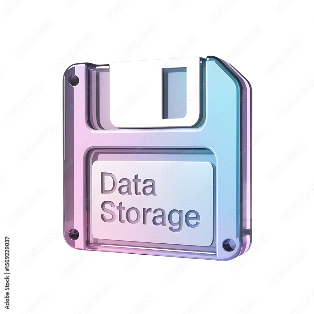 Aufkleber nostalgic memory of data storage on a floppy disk shimmering with retro on transparent background